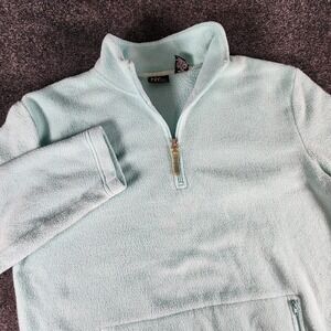 New York & Company Sweater Women's M Quarter Zip Mock Neck Light Blue Preppy